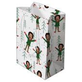 キッド顔&ネーム小妖精や小人クリスマスパタおもしろいーン ミディアムペーパーバッグ (裏面アングル)