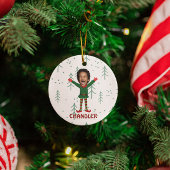 キッド顔&ネーム小妖精や小人クリスマスプレゼントおもしろいス セラミックオーナメント