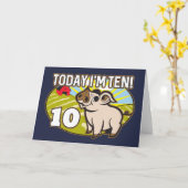 キッド10誕生日今日は10だ!かわいい豚 カード (黄色い花)