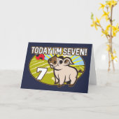 キッド7誕生日今日はセブンだ！かわいい豚 カード (黄色い花)