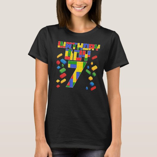 キッド7th誕生日ボーイマスタービルダー7歳Blo Tシャツ (正面)