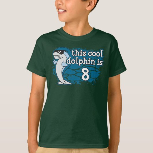 キッド8誕生日このクールイルカは8だ Tシャツ (正面)
