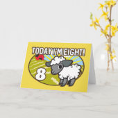 キッド8誕生日今日は8だ!かわいい子羊 カード (黄色い花)