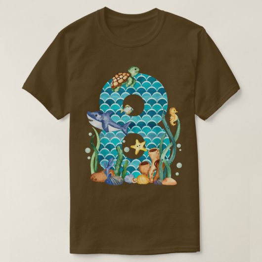 キッド8誕生日海魚海動物水槽8 Tシャツ (デザイン正面)