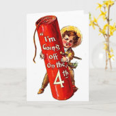 キッド・ファイクラッカージョーク7月4日ヴィンテージはがきアート カード (黄色い花)