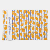 キッパーソナライズされたイタリアンモダンチのレモン キッチンタオル (横)