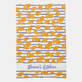 キッパーソナライズされたイタリアンモダンチのレモン キッチンタオル (縦)