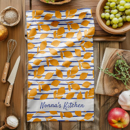 キッパーソナライズされたイタリアンモダンチのレモン キッチンタオル