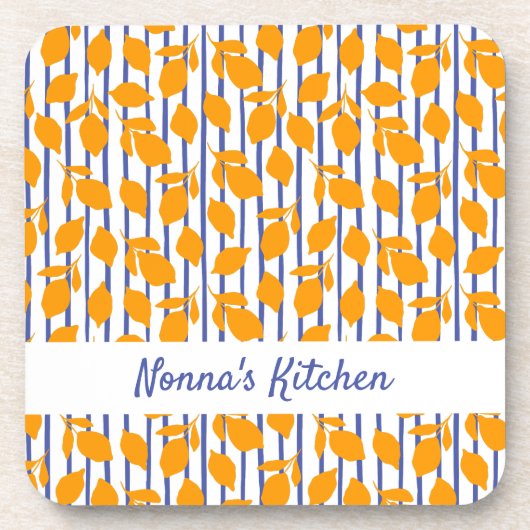 キッパーソナライズされたイタリアンモダンチのレモン コースター (正面)