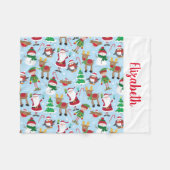 キッパーソナライズされたズネームサンタクリスマス フリースブランケット (正面(横))