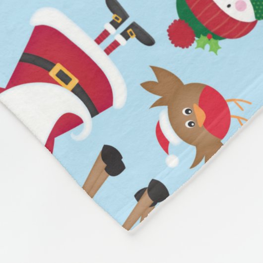 キッパーソナライズされたズネームサンタクリスマス フリースブランケット (角)