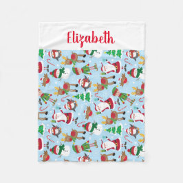 キッパーソナライズされたズネームサンタクリスマス フリースブランケット