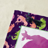 キッパーソナライズされたズパープル恐竜水彩Tレックス ビーチタオル (インサイチュ)