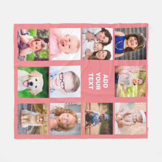 キッパーソナライズされたズファミリー写真 フリースブランケット (正面(横))