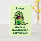 キッパーソナライズされたズ恐竜誕生日カード カード (黄色い花)