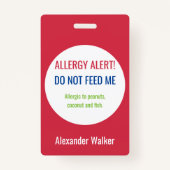 キッパーソナライズされたズ食物アレルギーカスタマイズ警告 バッジ (正面)
