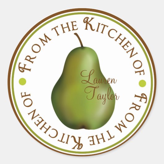 キッパーソナライズされたチンベーキングシール – 梨 ラウンドシール (正面)