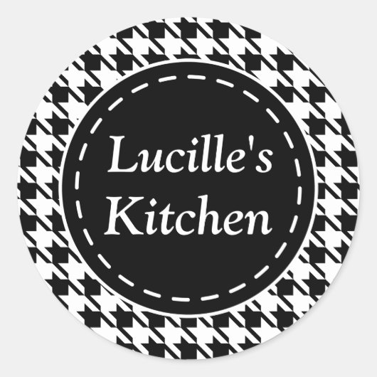 キッパーソナライズされたチ千鳥格子のステッカー ラウンドシール (正面)