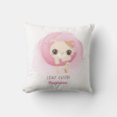 キッパーソナライズされたテンカスタムピンク子供部屋デコール クッション (正面)