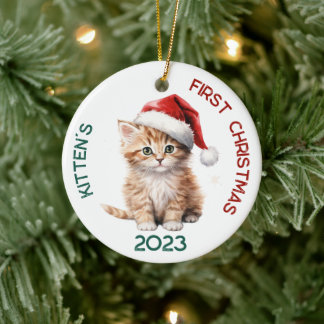 キッパーソナライズされたテン初めてのクリスマスデザイン セラミックオーナメント