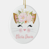 キッパーソナライズされたテン顔ガールズピンク セラミックオーナメント (右)