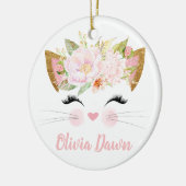 キッパーソナライズされたテン顔ガールズピンク セラミックオーナメント (左)