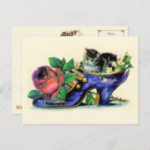 キッビクトリアントとバラ付きスリッパ ポストカード (正面/裏面)