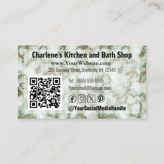 キッフェイクチン改装店用緑金ゴールド大理石 名刺 (裏面)