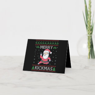 キッメリークおもしろいマス空手サンタクリスマスファミリー サンキューカード