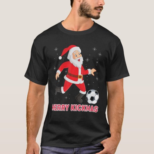 キッメリークマサンタ遊のサッカーキッククリスマス Tシャツ (正面)