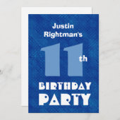 キッモダンド11誕生日名前をカスタムするブルーW701 招待状 (正面/裏面)