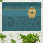 キッモノグラムのチン用の孔雀 キッチンタオル (折り畳み)