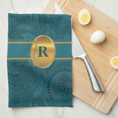 キッモノグラムのチン用の孔雀 キッチンタオル (四つ折り)