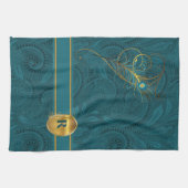 キッモノグラムのチン用の孔雀 キッチンタオル (横)