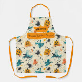 キッ幽霊のよく出るチン幽霊とカボチャデザイン エプロン (正面)