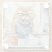 キッ怒チンの水彩オレンジ虎猫 ガラスコースター (裏面)