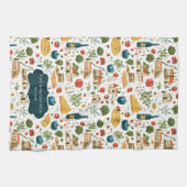 キッ素朴チイタリアンンのモノグラム茶タオル キッチンタオル (横)