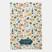 キッ素朴チイタリアンンのモノグラム茶タオル キッチンタオル (縦)