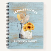 キッ素朴チン器具ひまわりブルーウッドレシピ ノートブック (正面)