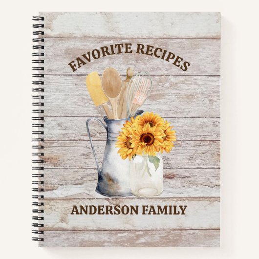 キッ素朴チン器具ひまわり白木レシピ ノートブック (正面)