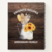 キッ素朴チン器具ひまわり茶色の木材レシピ ノートブック (裏面)
