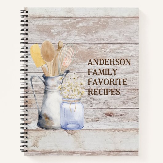 キッ素朴チン器具花白木造レシピ ノートブック (正面)