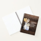 キッ素朴チン器具花茶色の木製レシピ ノートブック (内部)