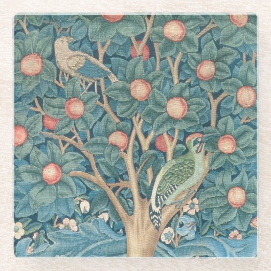 キツツキのタペストリー、キツツキの詳細 ガラスコースター (正面)