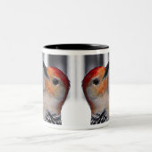 キツツキのポートレート ツートーンマグカップ (中央)