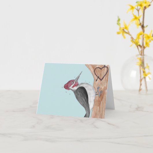 キツツキの愛 カード (黄色い花)