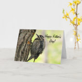 キツツキの父の日の挨拶状 カード (黄色い花)