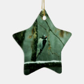 キツツキの雪のオーナメント セラミックオーナメント (右)