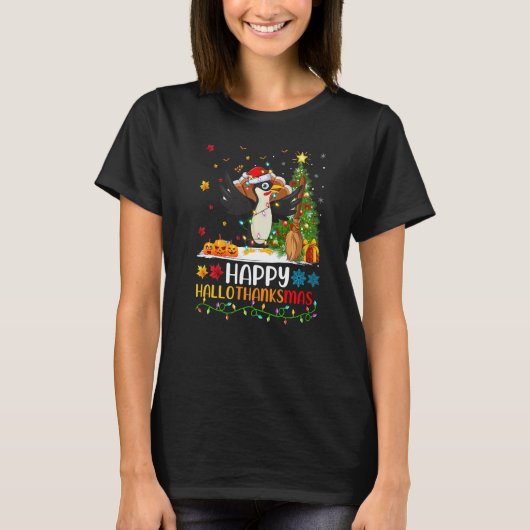 キツツキの鳥 幸せなキツツキ hellothanksmas tシャツ (正面)