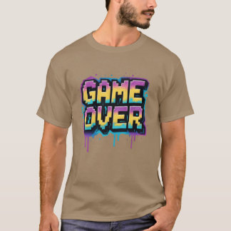 キツツキゲームオーバー落書きデザイン 男子友達 Tシャツ